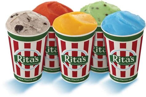 Our popular chain offers a variety of frozen treats including its famous Italian Ice, made fresh daily, Frozen Custard, Milkshakes, Sundaes, CustardCookie Sandwiches, layered Gelati, as well as signature Misto and Blendini creations. . Rita water ice near me